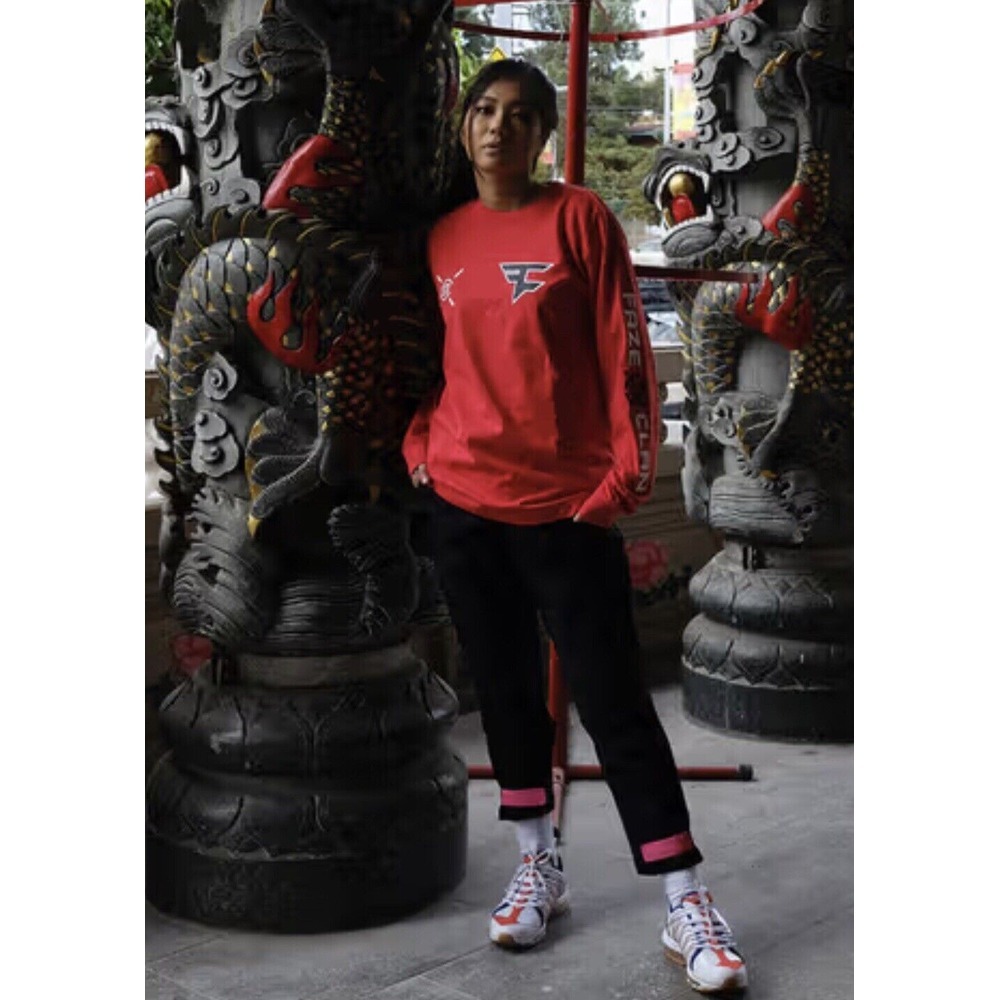 FaZe Clan x Clot Collab Long Sleeve T Shirt L Red Gaming Esports Made In USA NEW